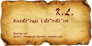 Kozányi Lóránt névjegykártya